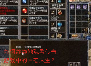 如何静静地观看传奇游戏中的百态人生? 如何静静地观看传奇游戏中的百态人生?