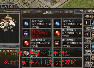 1.76传奇英雄合击手游怎么玩?新手入门技巧全攻略 1.76传奇英雄合击手游怎么玩?新手入门技巧全攻略