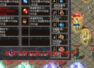 龙城传奇私服手机版如何快速升级与获取极品装备? 龙城传奇私服手机版如何快速升级与获取极品装备?